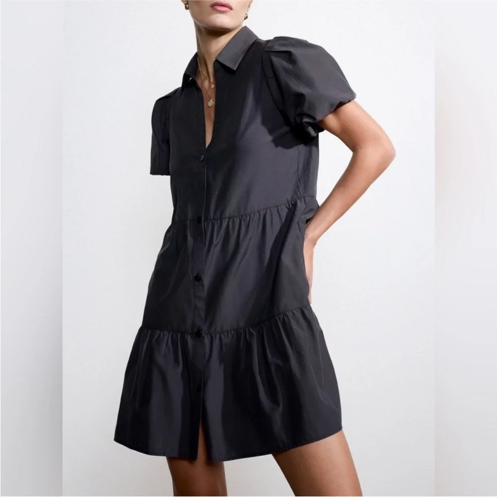 New! Brochu Walker Havana Mini Dress in Black Size Large - Picture 1 of 8